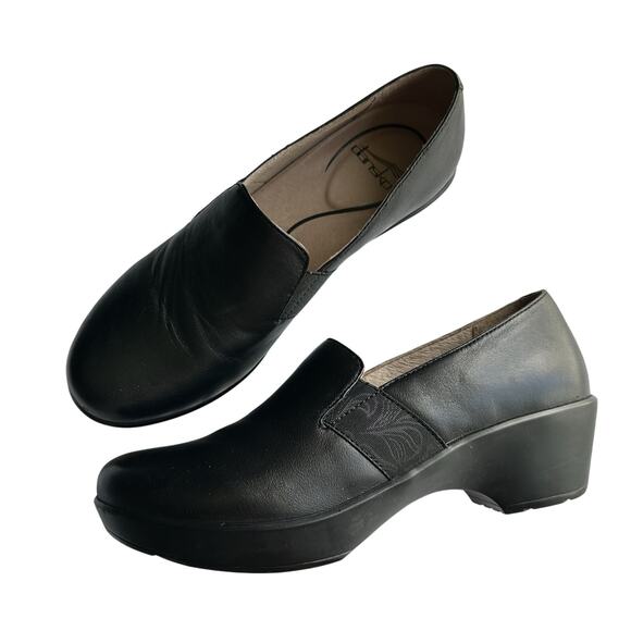 Dansko Black Nappa Leather Addy Slip On Comfort Shoes Size 39 8 - Picture 10 of 11